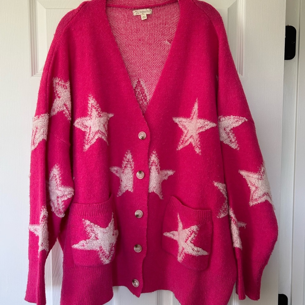 Pink Star cardigan sweater